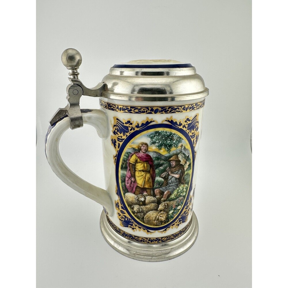 Villeroy & Boch W. Germany Heinrich Richard Wagner Lohengrin Inlaid Lidded Stein
